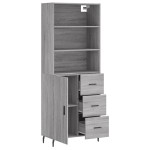vidaXL Dulap înalt, gri sonoma, 69,5x34x180 cm, lemn compozit
