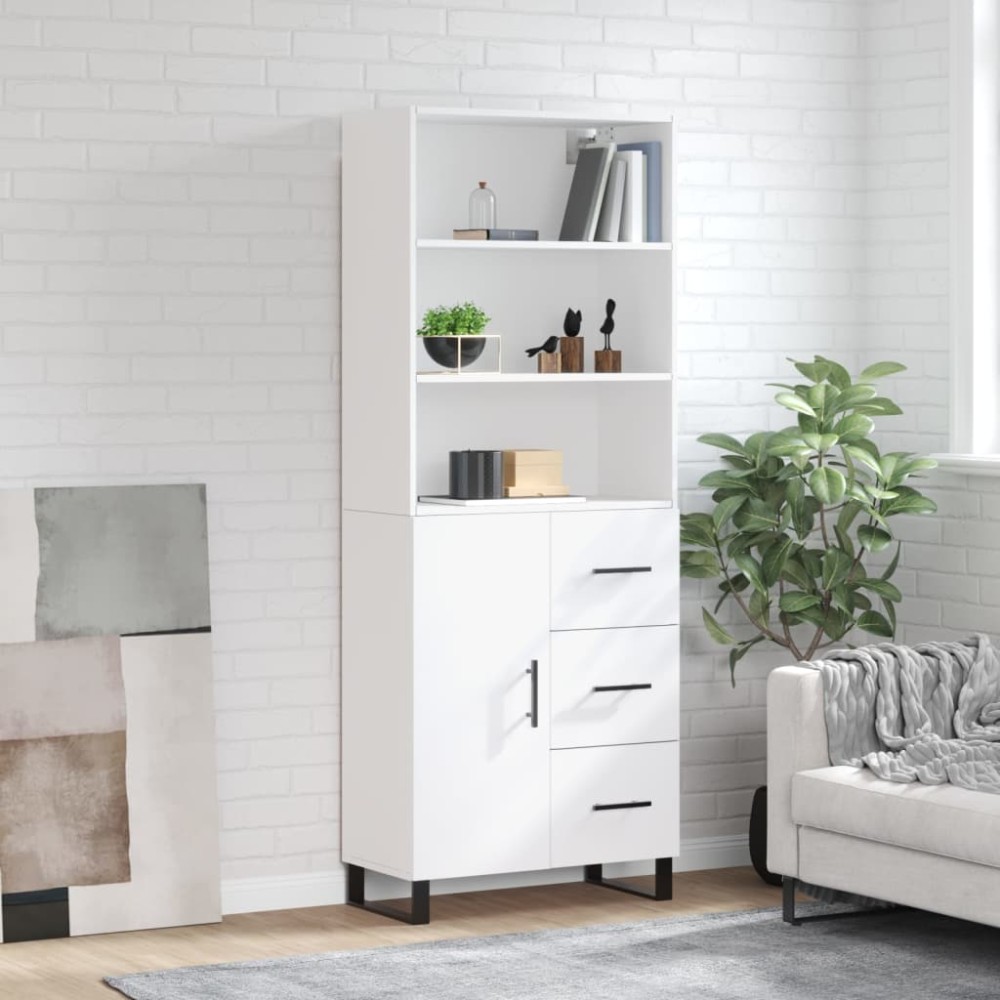 vidaXL Dulap înalt, alb, 69,5x34x180 cm, lemn compozit