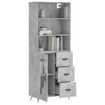 vidaXL Dulap înalt, gri beton, 69,5x34x180, lemn compozit