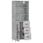 vidaXL Dulap înalt, gri beton, 69,5x34x180, lemn compozit