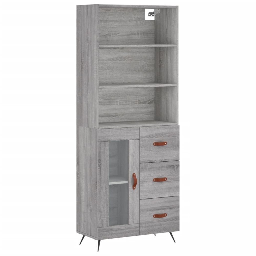 vidaXL Dulap înalt, gri sonoma, 69,5x34x180 cm, lemn compozit