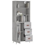 vidaXL Dulap înalt, gri sonoma, 69,5x34x180 cm, lemn compozit