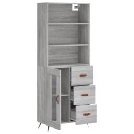 vidaXL Dulap înalt, gri sonoma, 69,5x34x180 cm, lemn compozit