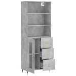 vidaXL Dulap înalt, gri beton, 69,5x34x180, lemn compozit