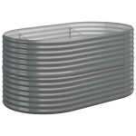 vidaXL Strat înălțat grădină gri 152x80x68cm oțel galvanizat