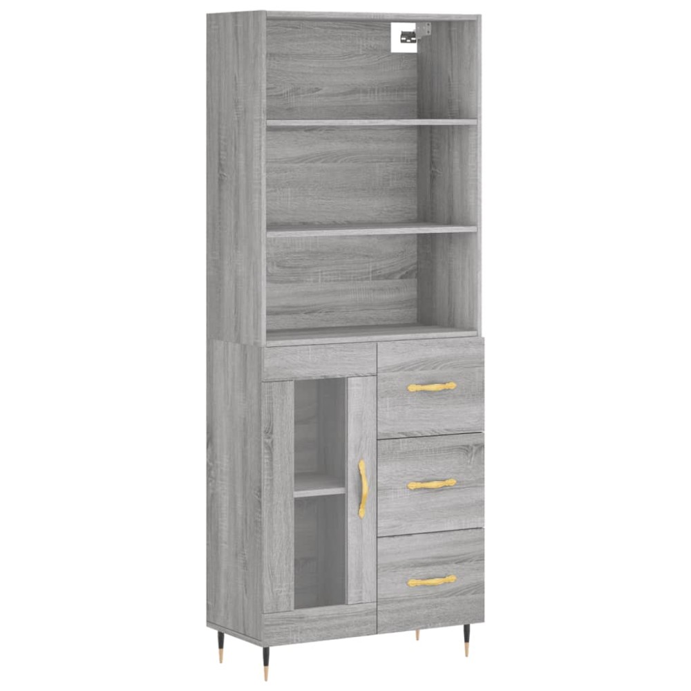 vidaXL Dulap înalt, gri sonoma, 69,5x34x180 cm, lemn compozit