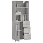 vidaXL Dulap înalt, gri sonoma, 69,5x34x180 cm, lemn compozit