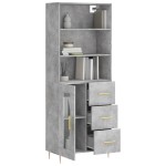 vidaXL Dulap înalt, gri beton, 69,5x34x180, lemn compozit
