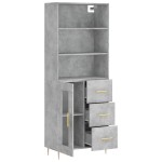 vidaXL Dulap înalt, gri beton, 69,5x34x180, lemn compozit