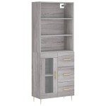 vidaXL Dulap înalt, gri sonoma, 69,5x34x180 cm, lemn compozit