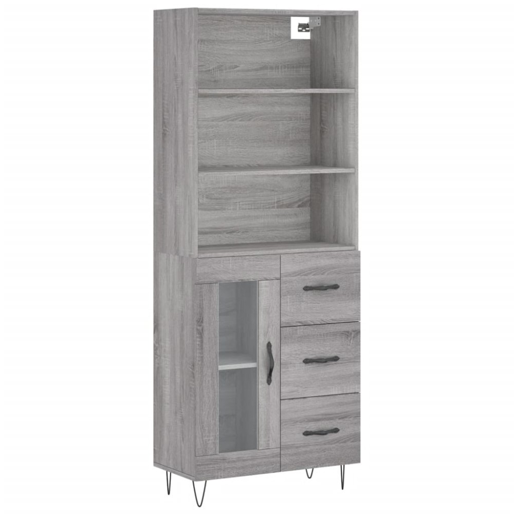 vidaXL Dulap înalt, gri sonoma, 69,5x34x180 cm, lemn compozit