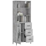 vidaXL Dulap înalt, gri beton, 69,5x34x180, lemn compozit