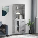 vidaXL Dulap înalt, gri beton, 69,5x34x180, lemn compozit