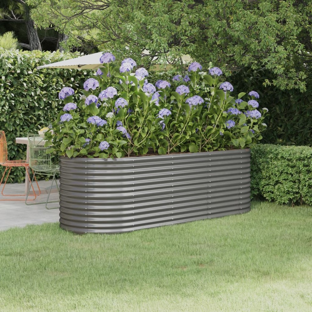 vidaXL Strat înălțat grădină gri 224x80x68cm oțel vopsit electrostatic