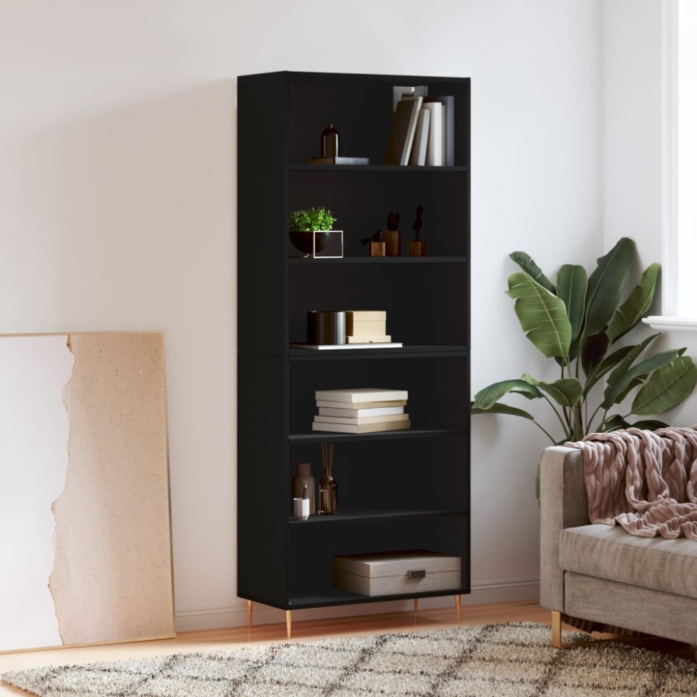 vidaXL Dulap înalt, negru, 69,5x32,5x180 cm, lemn prelucrat