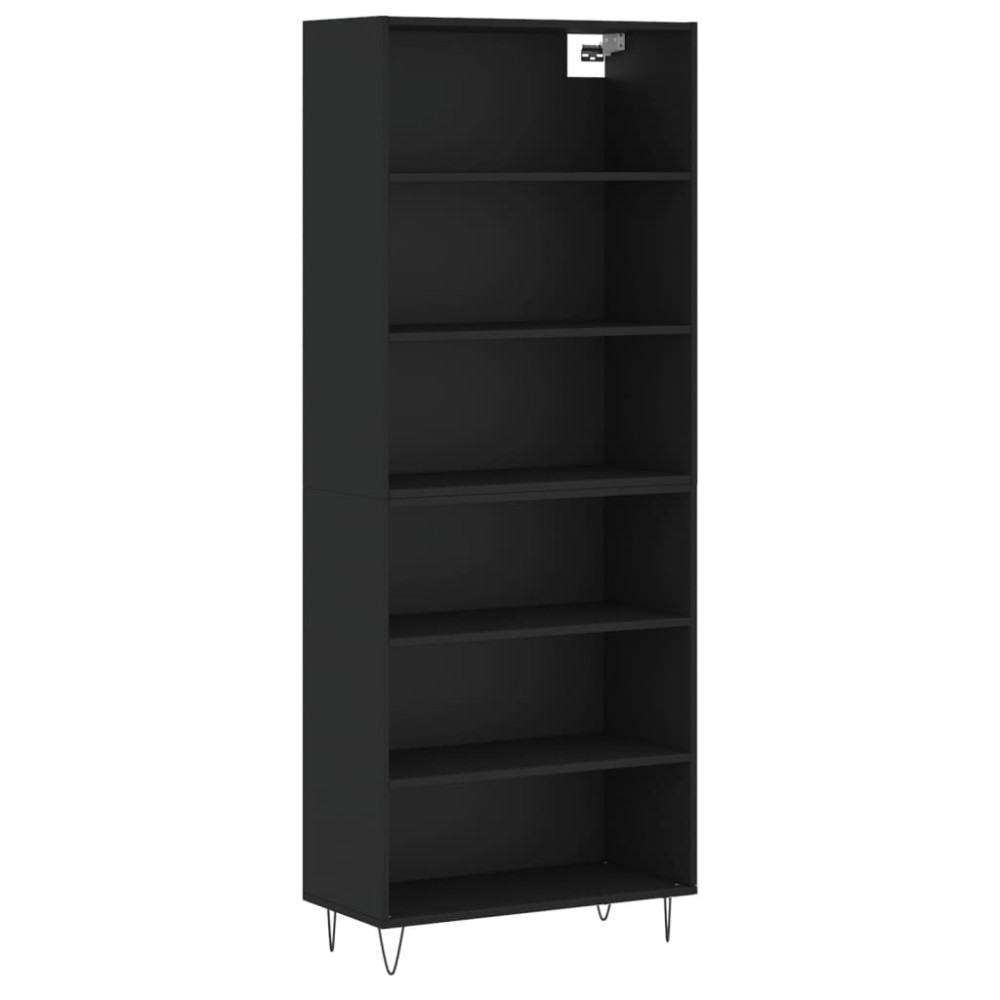 vidaXL Dulap înalt, negru, 69,5x32,5x180 cm, lemn prelucrat