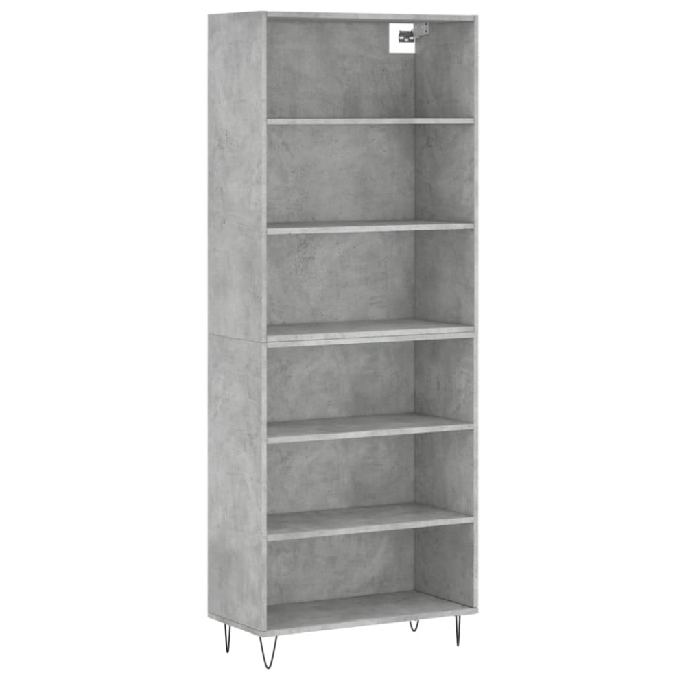 vidaXL Dulap înalt, gri beton, 69,5x32,5x180 cm, lemn prelucrat