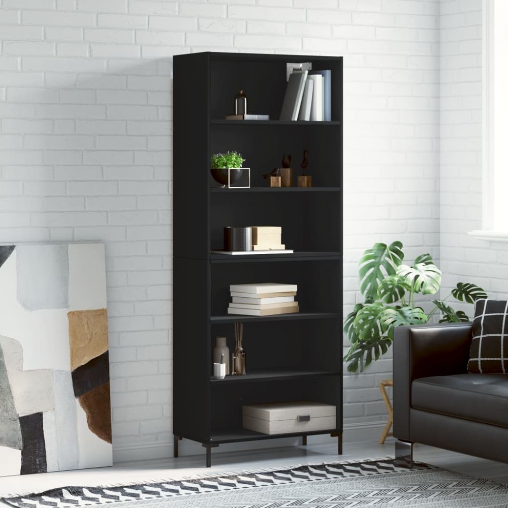 vidaXL Dulap înalt, negru, 69,5x32,5x180 cm, lemn compozit