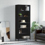 vidaXL Dulap înalt, negru, 69,5x32,5x180 cm, lemn compozit