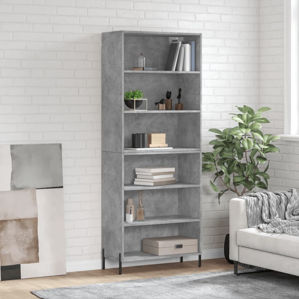 vidaXL Dulap înalt, gri beton, 69,5x32,5x180 cm, lemn compozit