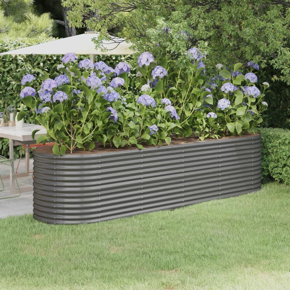 vidaXL Strat înălțat grădină gri 296x80x68cm oțel galvanizat