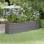 vidaXL Strat înălțat grădină gri 296x80x68cm oțel galvanizat