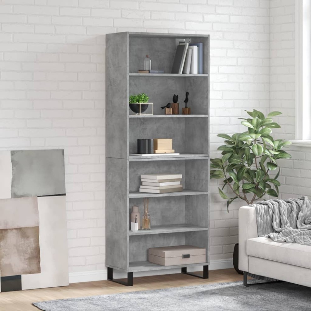 vidaXL Dulap înalt, gri beton, 69,5x32,5x180 cm, lemn compozit
