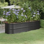 vidaXL Strat înălțat grădină 296x80x68 cm oțel vopsit electrostatic vidaXL Strat înălțat grădină 296x80x68 cm oțel vopsit electrostatic