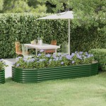 vidaXL Strat înălțat grădină 249x100x36 cm oțel galvanizat