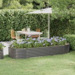 vidaXL Strat înălțat grădină 249x100x36 cm oțel galvanizat