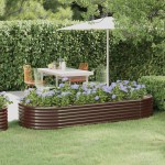 vidaXL Strat înălțat grădină 249x100x36 cm oțel galvanizat