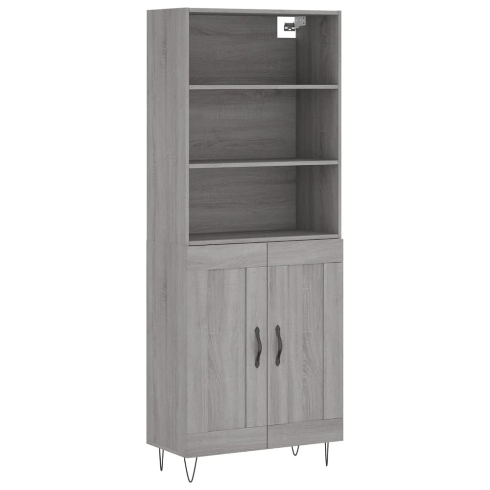vidaXL Dulap înalt, gri sonoma, 69,5x34x180 cm, lemn compozit