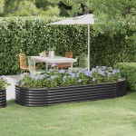 vidaXL Strat înălțat grădină 249x100x36 cm oțel galvanizat
