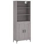 vidaXL Dulap înalt, gri sonoma, 69,5x34x180 cm, lemn compozit