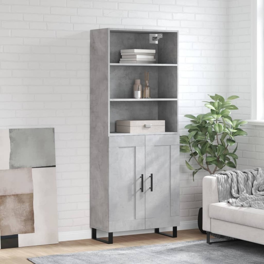 vidaXL Dulap înalt, gri beton, 69,5x34x180, lemn compozit