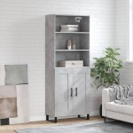 vidaXL Dulap înalt, gri beton, 69,5x34x180, lemn compozit