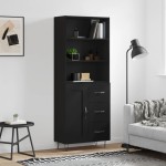 vidaXL Dulap înalt, negru, 69,5x34x180 cm, lemn compozit
