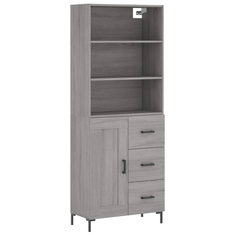 vidaXL Dulap înalt, gri sonoma, 69,5x34x180 cm, lemn compozit