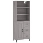 vidaXL Dulap înalt, gri sonoma, 69,5x34x180 cm, lemn compozit