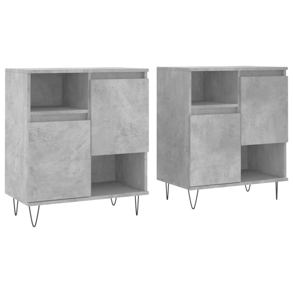 vidaXL Servante, 2 piese, gri beton, lemn prelucrat