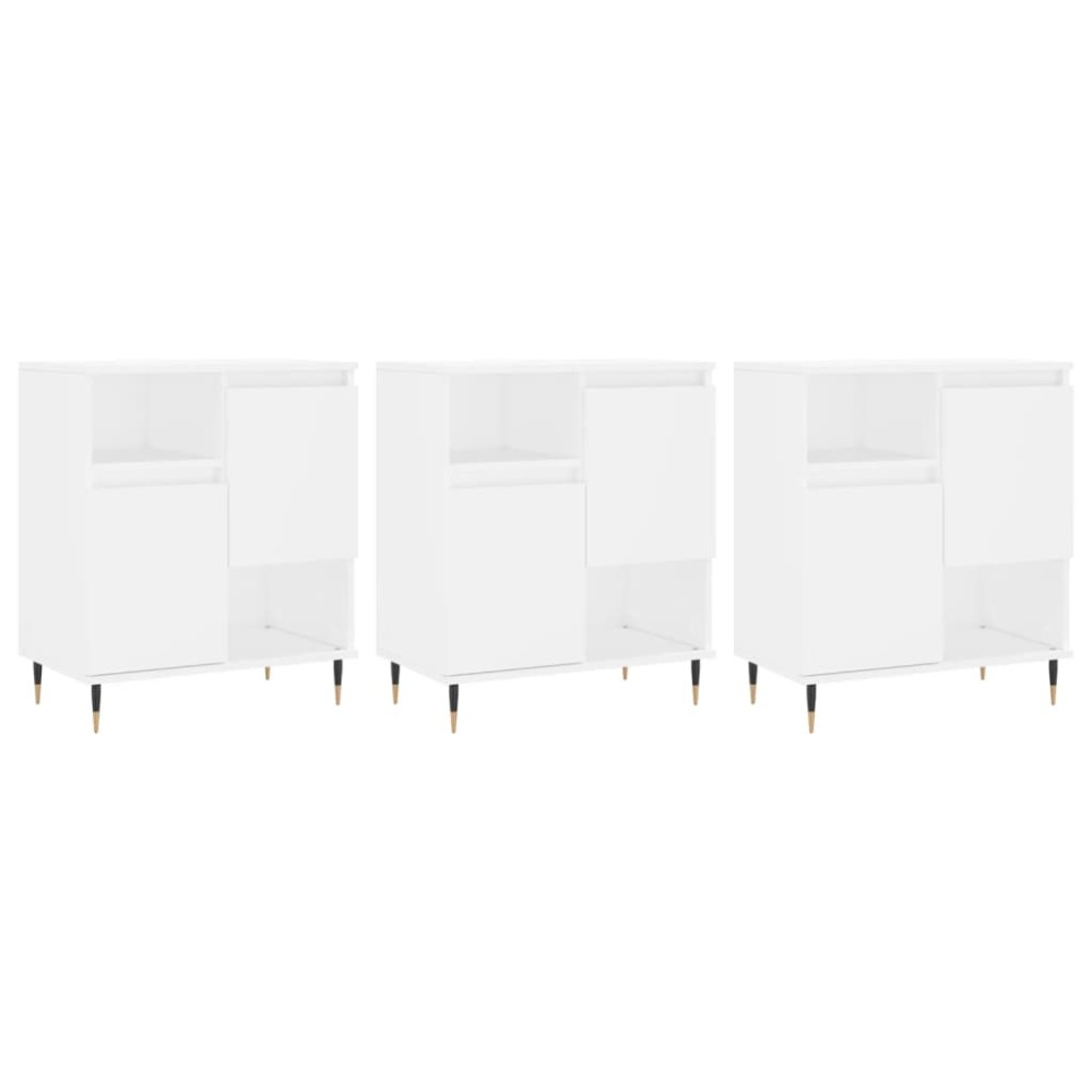 vidaXL Servante, 3 piese, alb, lemn prelucrat