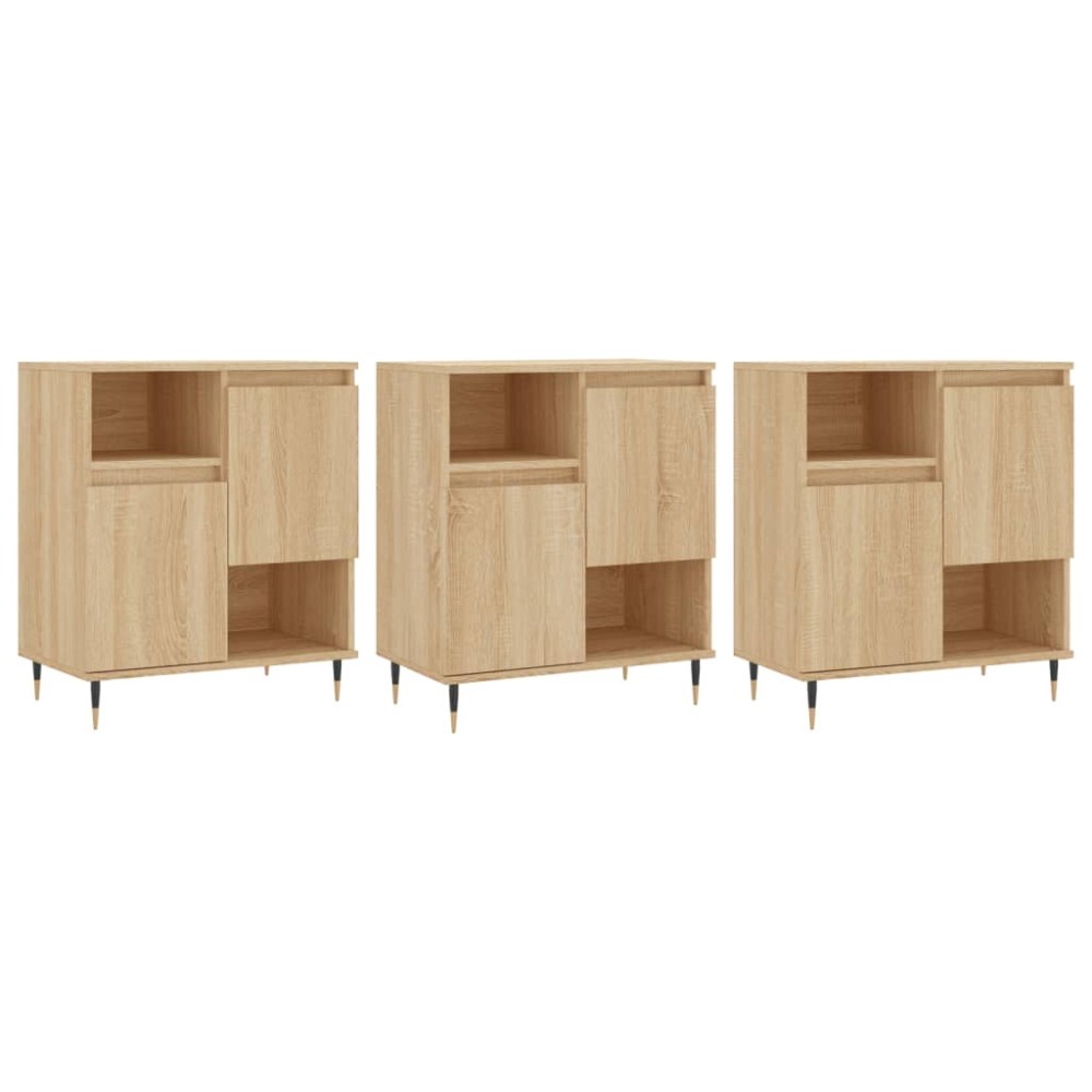 vidaXL Servante, 3 piese, stejar sonoma, lemn prelucrat