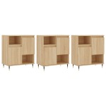 vidaXL Servante, 3 piese, stejar sonoma, lemn prelucrat