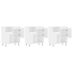 vidaXL Servante, 3 piese, alb extralucios, lemn prelucrat vidaXL Servante, 3 piese, alb extralucios, lemn prelucrat