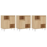 vidaXL Servante, 3 piese, stejar sonoma, lemn prelucrat