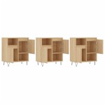 vidaXL Servante, 3 piese, stejar sonoma, lemn prelucrat