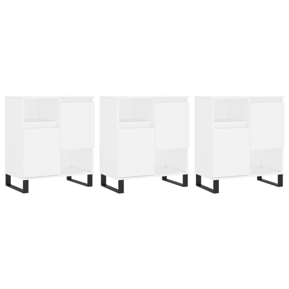 vidaXL Servante, 3 piese, alb, lemn prelucrat