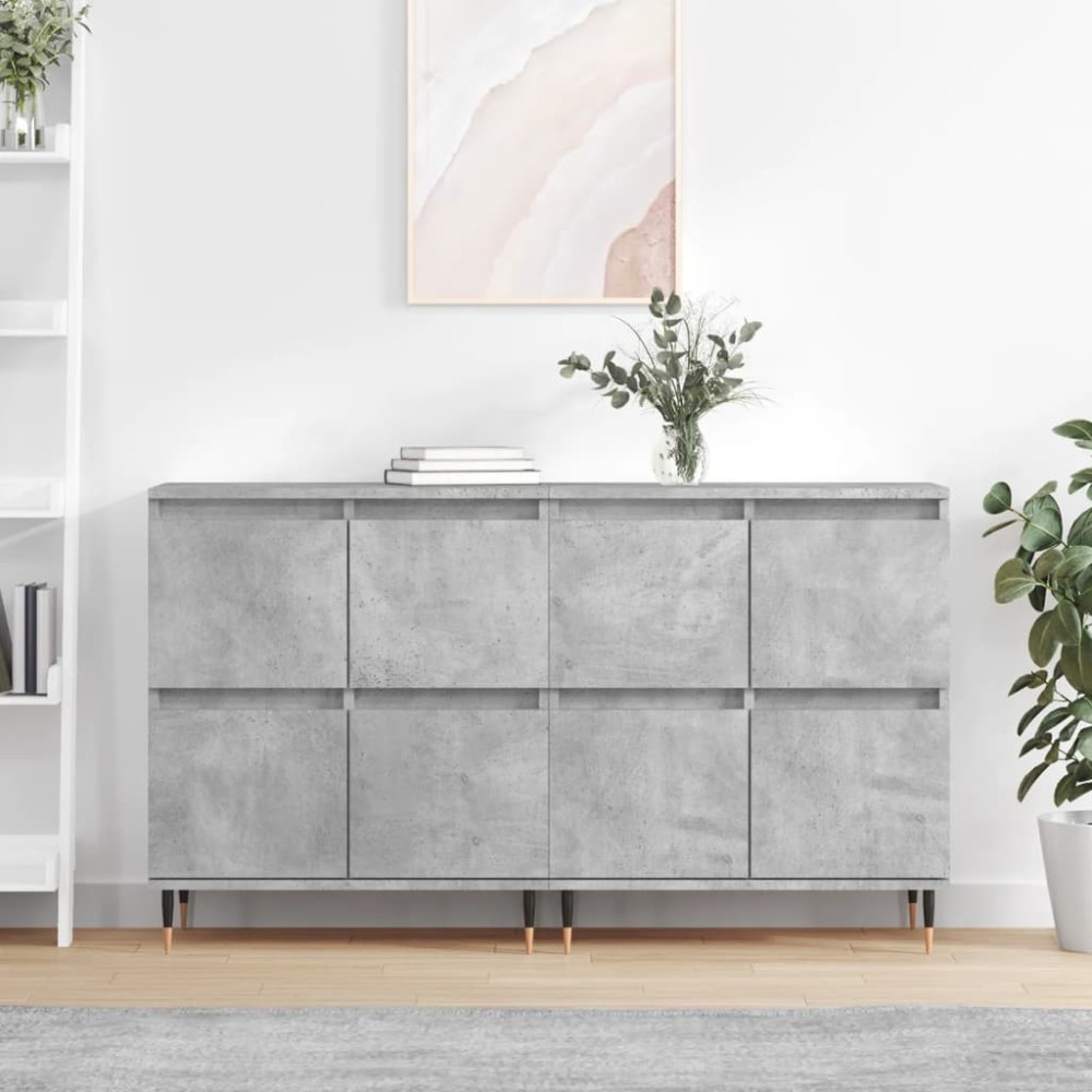 vidaXL Servante, 2 piese, gri beton, lemn prelucrat