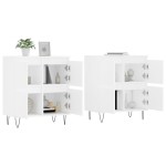 vidaXL Servante, 2 piese, alb, lemn prelucrat