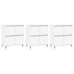 vidaXL Servante, 3 piese, alb, lemn prelucrat vidaXL Servante, 3 piese, alb, lemn prelucrat